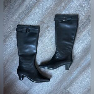 Eddie Bauer Knee Length Black Leather Boots Size 10
